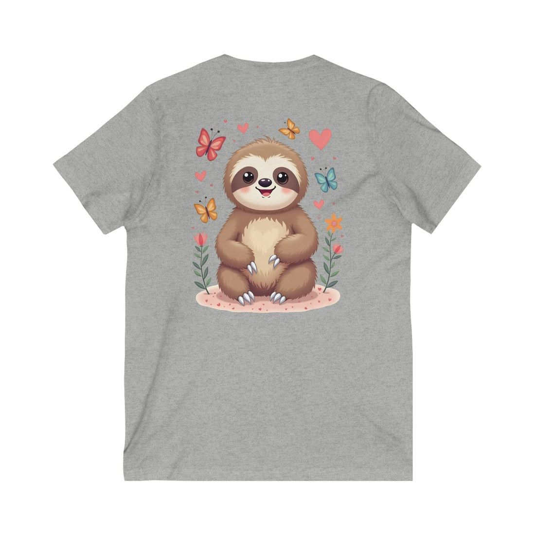 Cute Sloth Graphic V-Neck T-Shirt