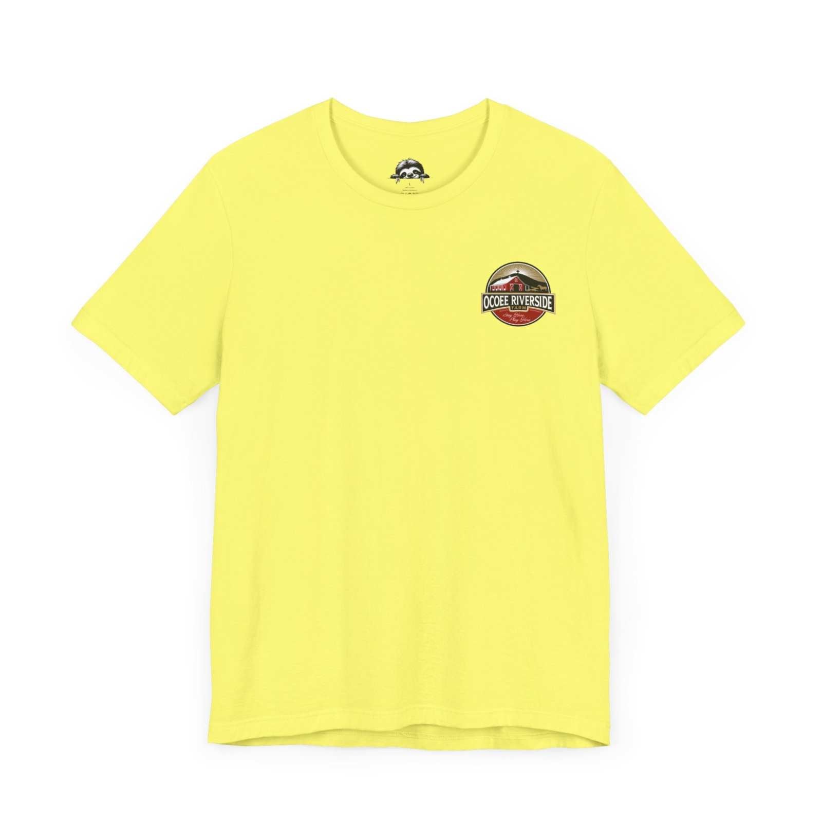 Yellow Country Cow Graphic Tee featuring a small logo on chest, made of soft breathable cotton for casual wear