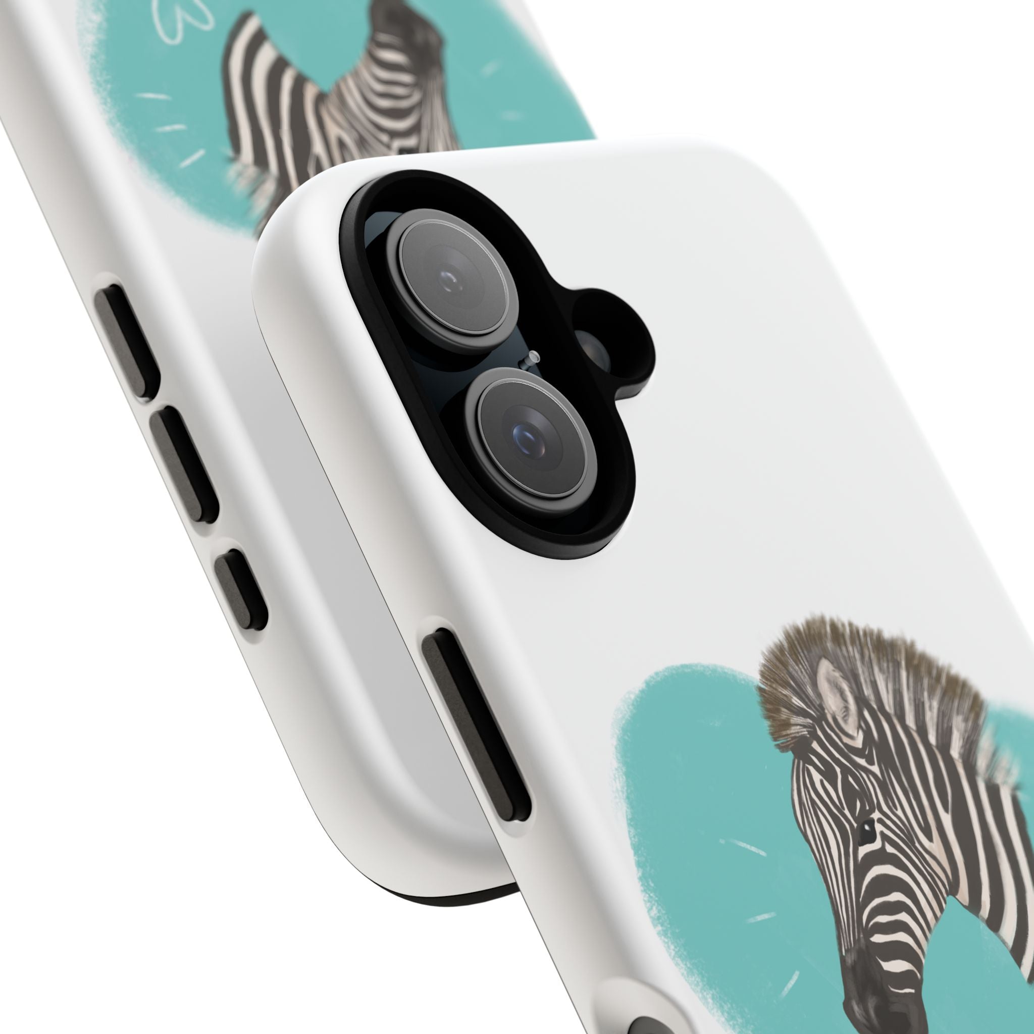 A zebra adorned with the word "Marty" creatively integrated into its stripes at Ocoee Riverside Farm Phone Case