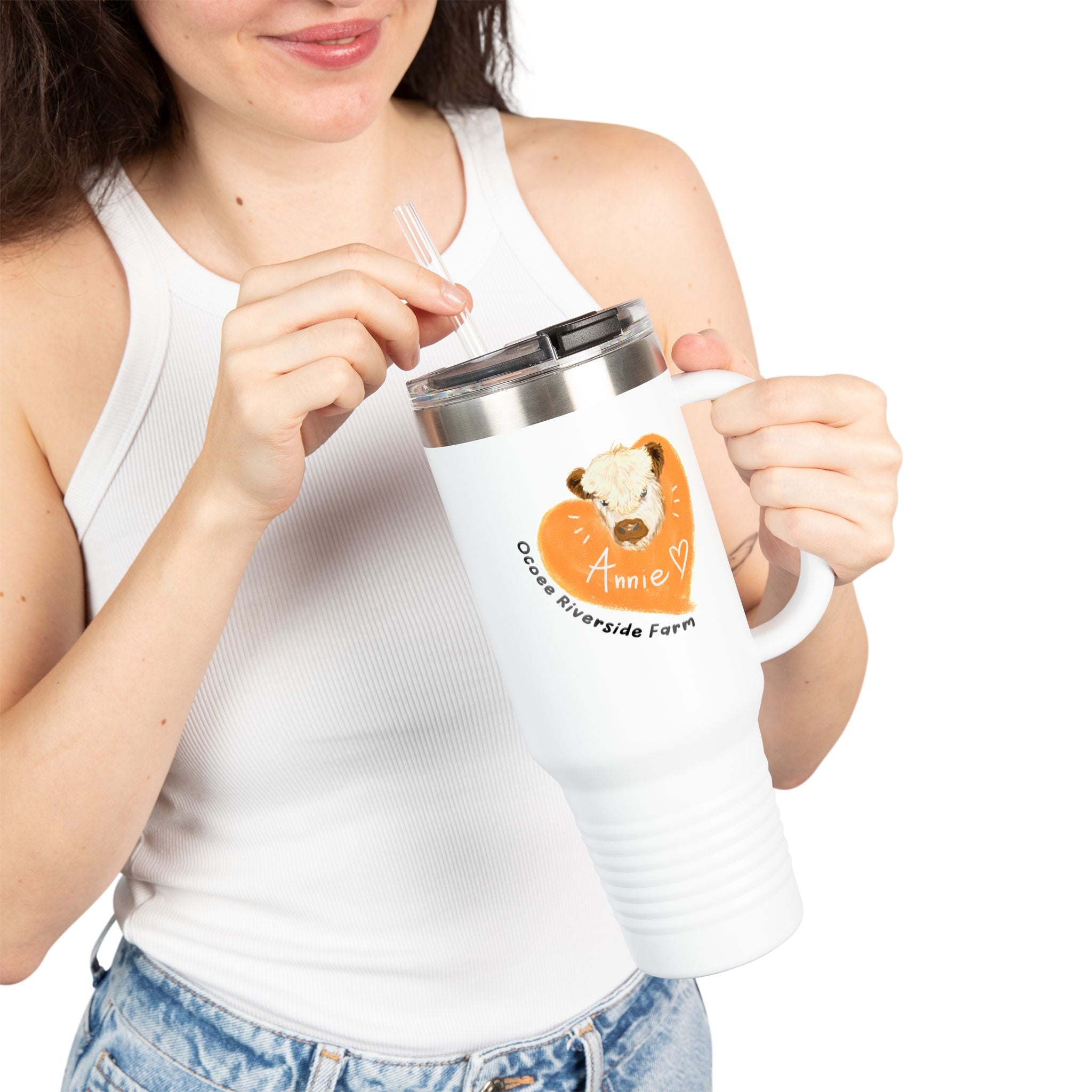 Cute Cow Insulated Travel Mug - 40oz - Perfect for Adventure Lovers!