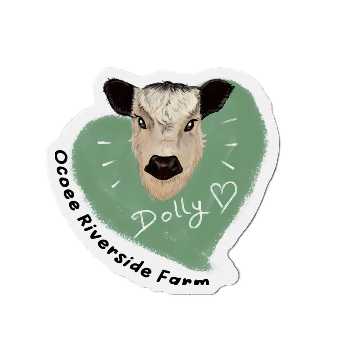 Cute Cow Die-Cut Magnet with cow face and “Ocoee Riverside Farm” text for home decoration