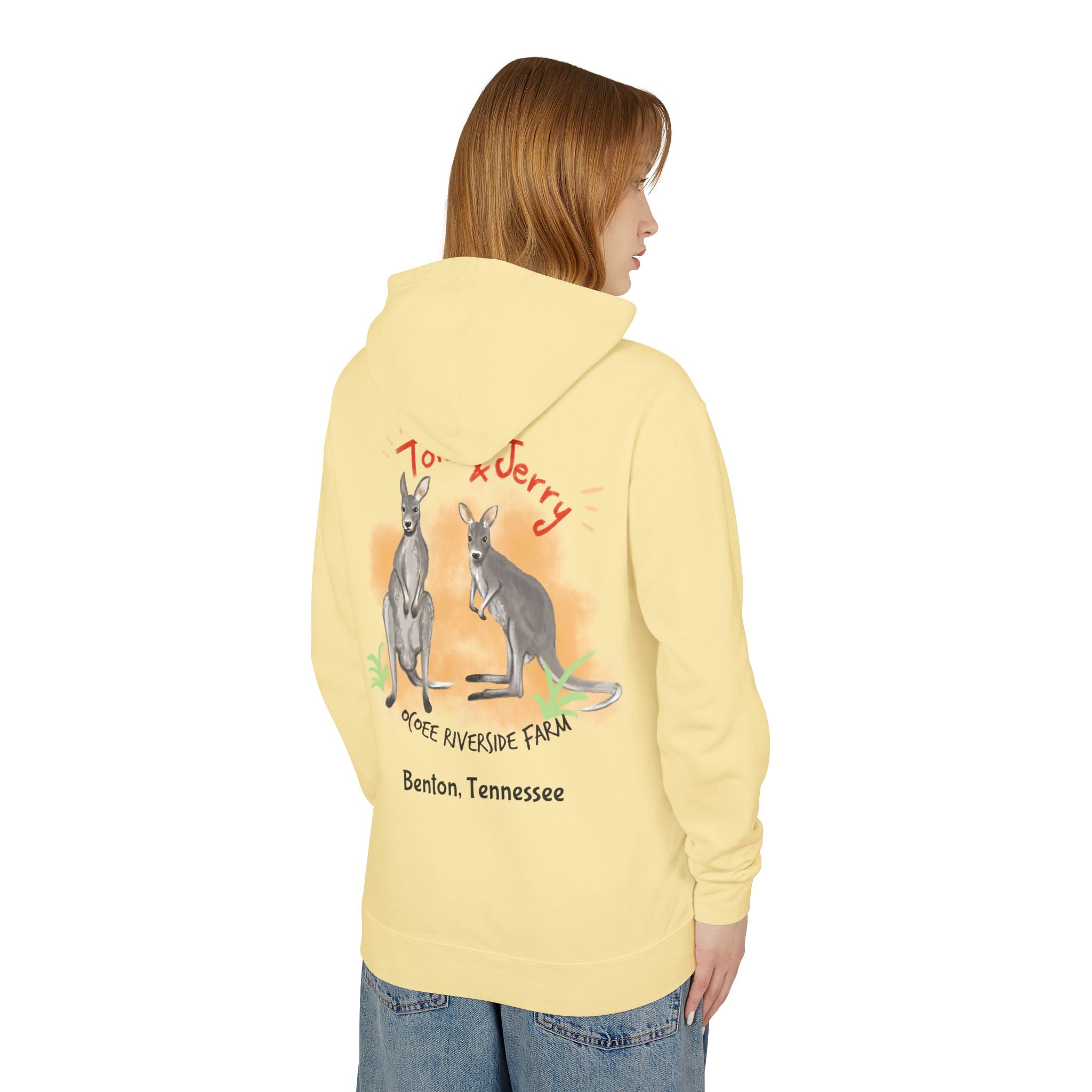 Unisex Lightweight Hooded Sweatshirt - Ocoee Riverside Farm Cute Kangaroo