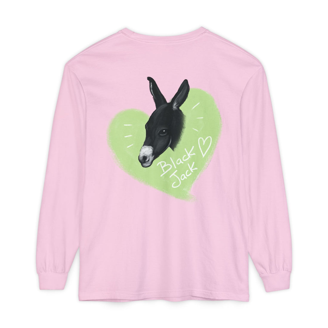 Unisex Long Sleeve Tee with Black Jack Graphic | Cute Animal Lover Shirt