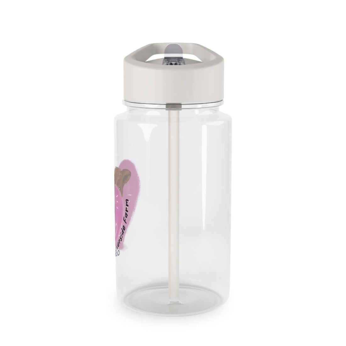 Clear Cow Farm Water Bottle with straw and spill-resistant white lid made of BPA-free Tritan material