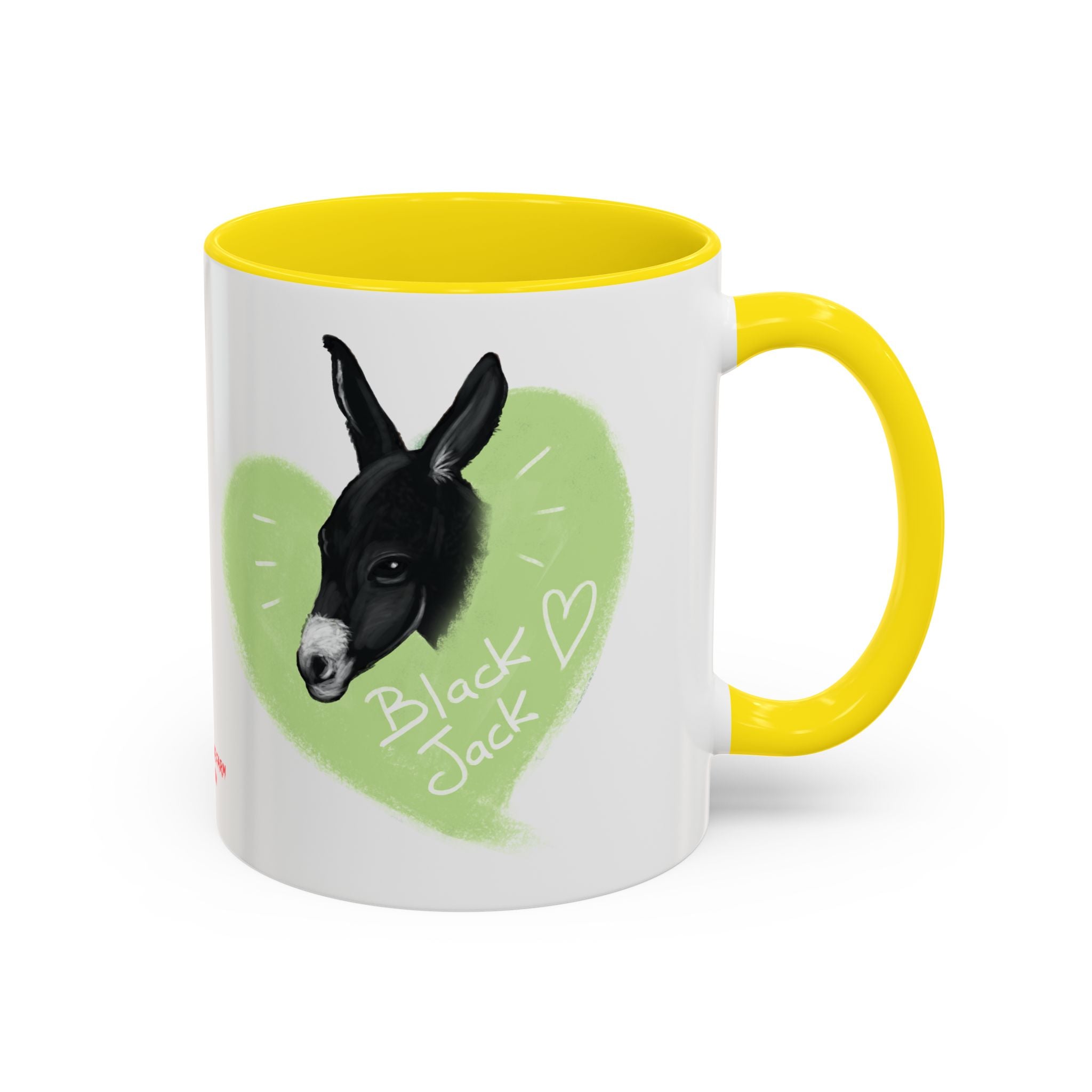 A donkey featuring the words "Black Jack" prominently displayed on its side at Ocoee Riverside Farm Coffee Mug
