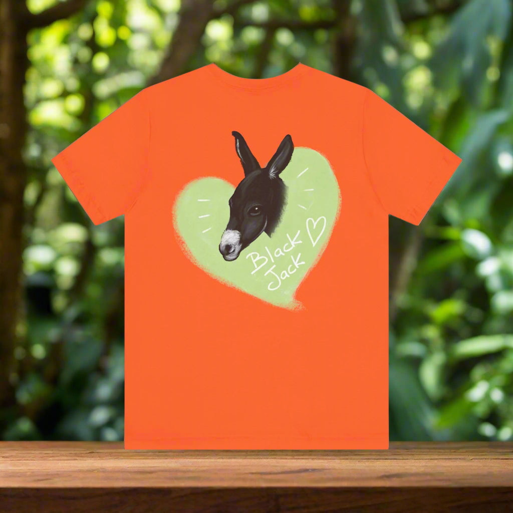 A donkey featuring the words "Black Jack" prominently displayed on its side at Ocoee Riverside Farm T-Shirt