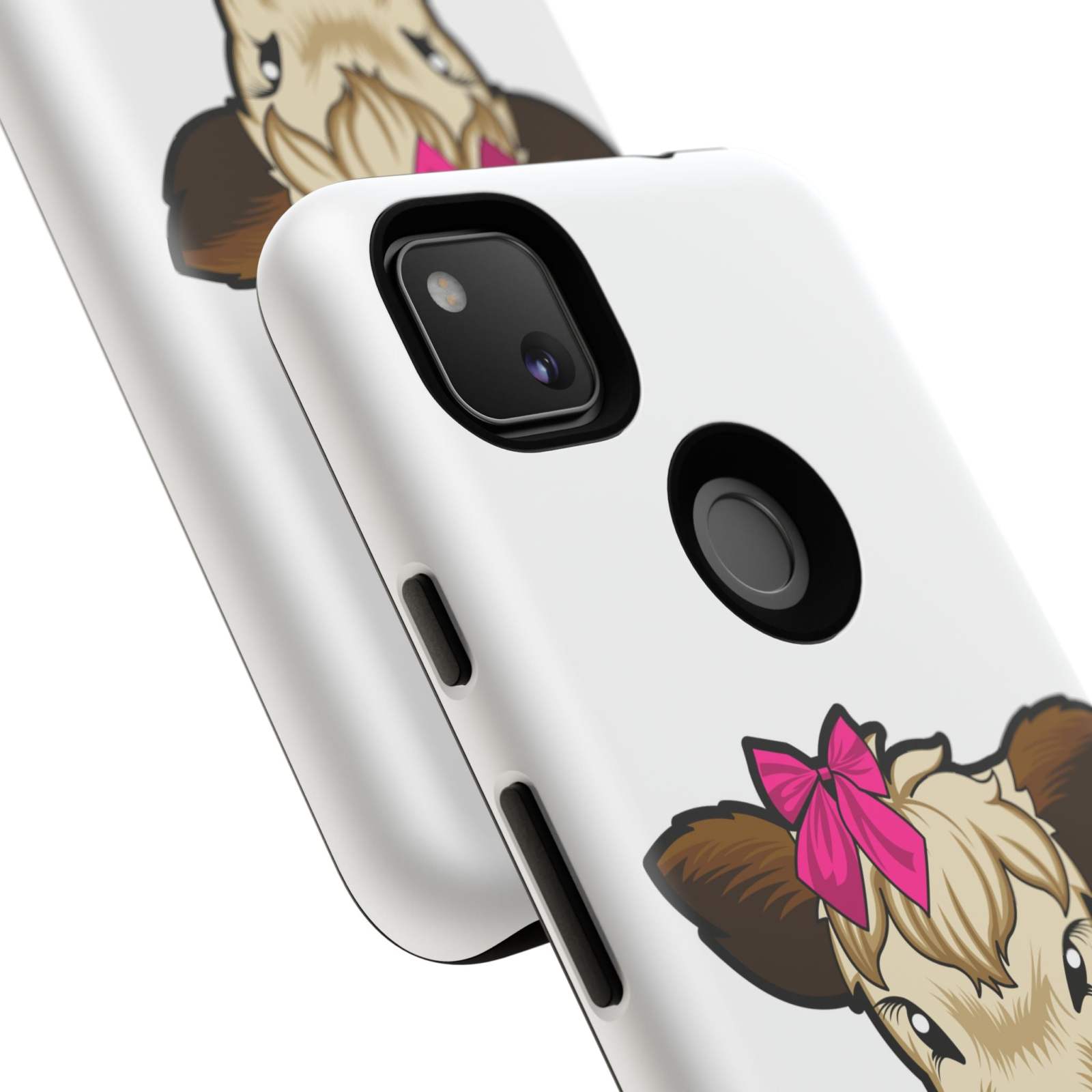 Cute cow phone case with red bow; durable, stylish farm animal lover gift.