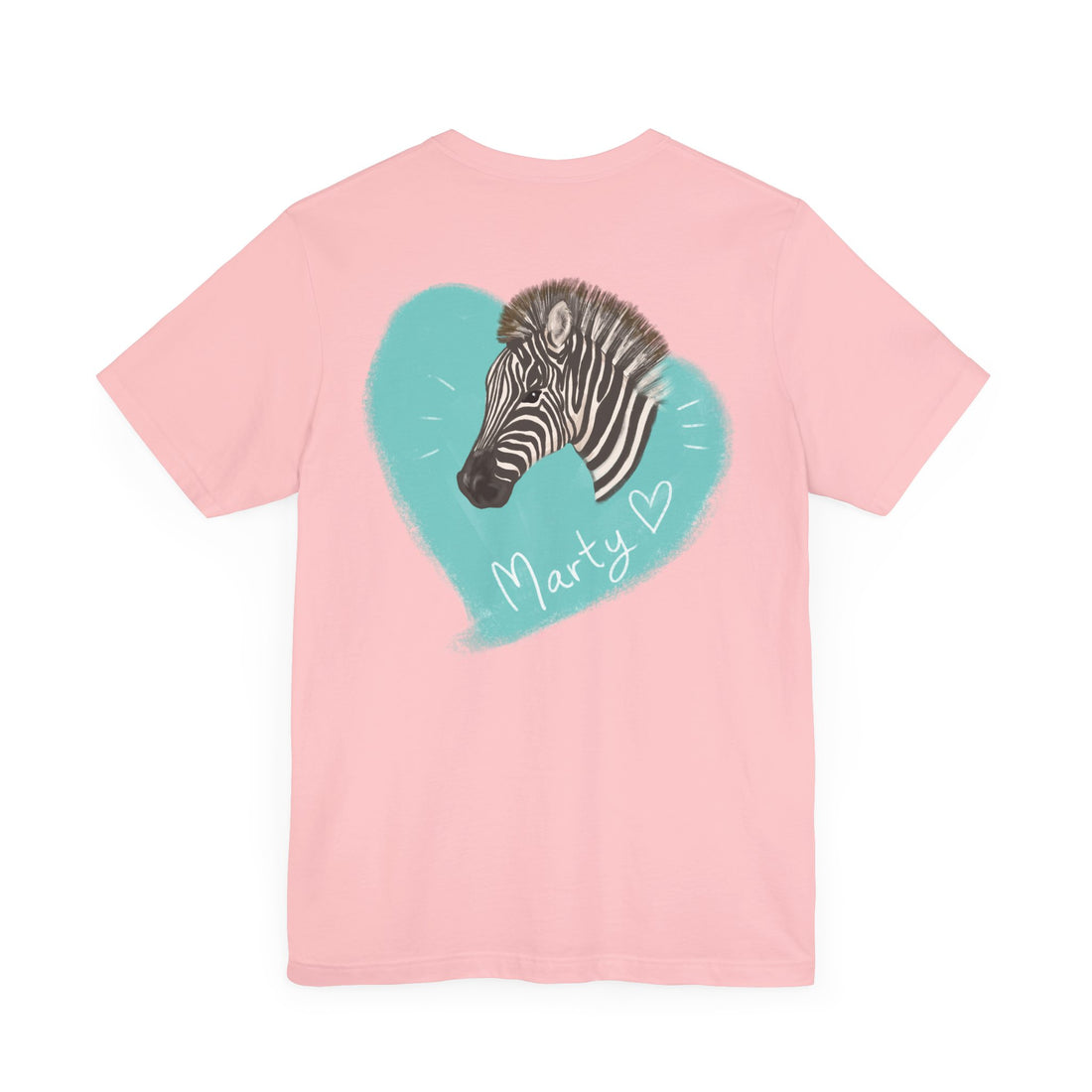 A zebra adorned with the word "Marty" creatively integrated into its stripes at Ocoee Riverside Farm T-Shirt