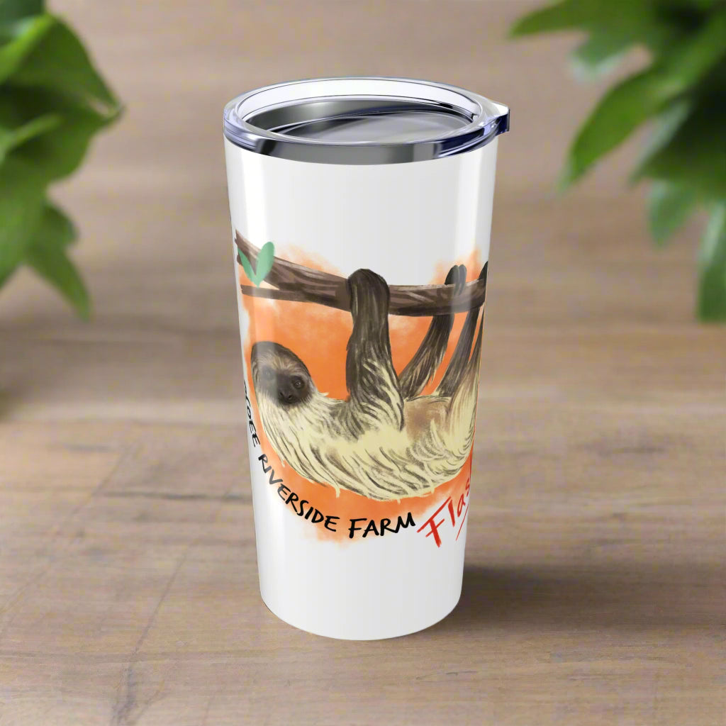Custom 20oz Tumbler - Riverside Farm Sloth Design