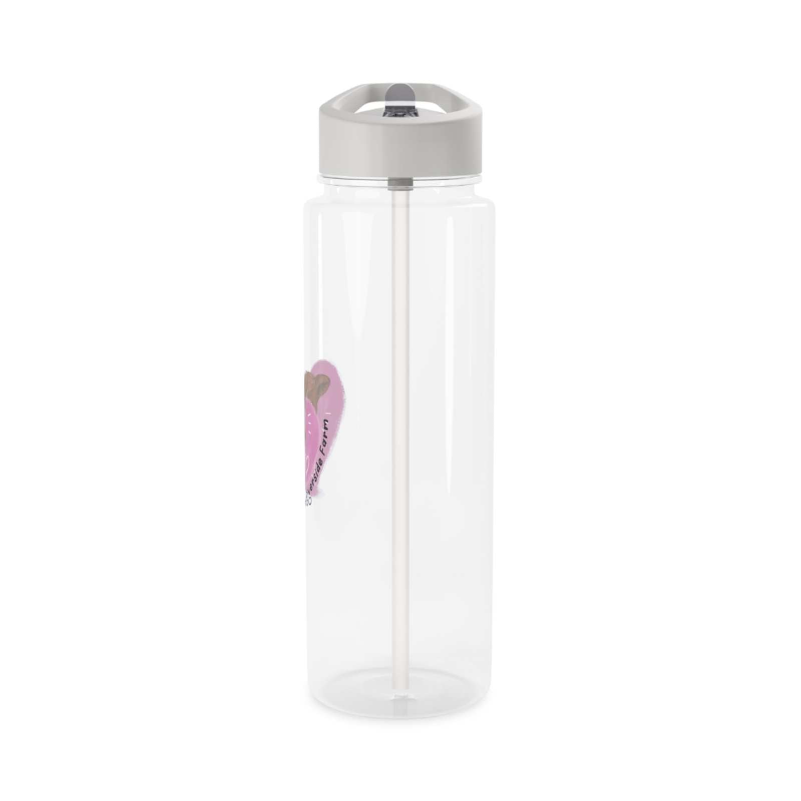 Clear Cow Farm Water Bottle with gray lid and built-in straw made from BPA-free Tritan material