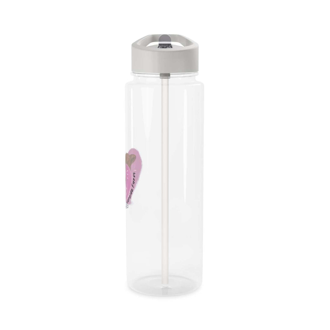 Clear Cow Farm Water Bottle with gray lid and built-in straw made from BPA-free Tritan material