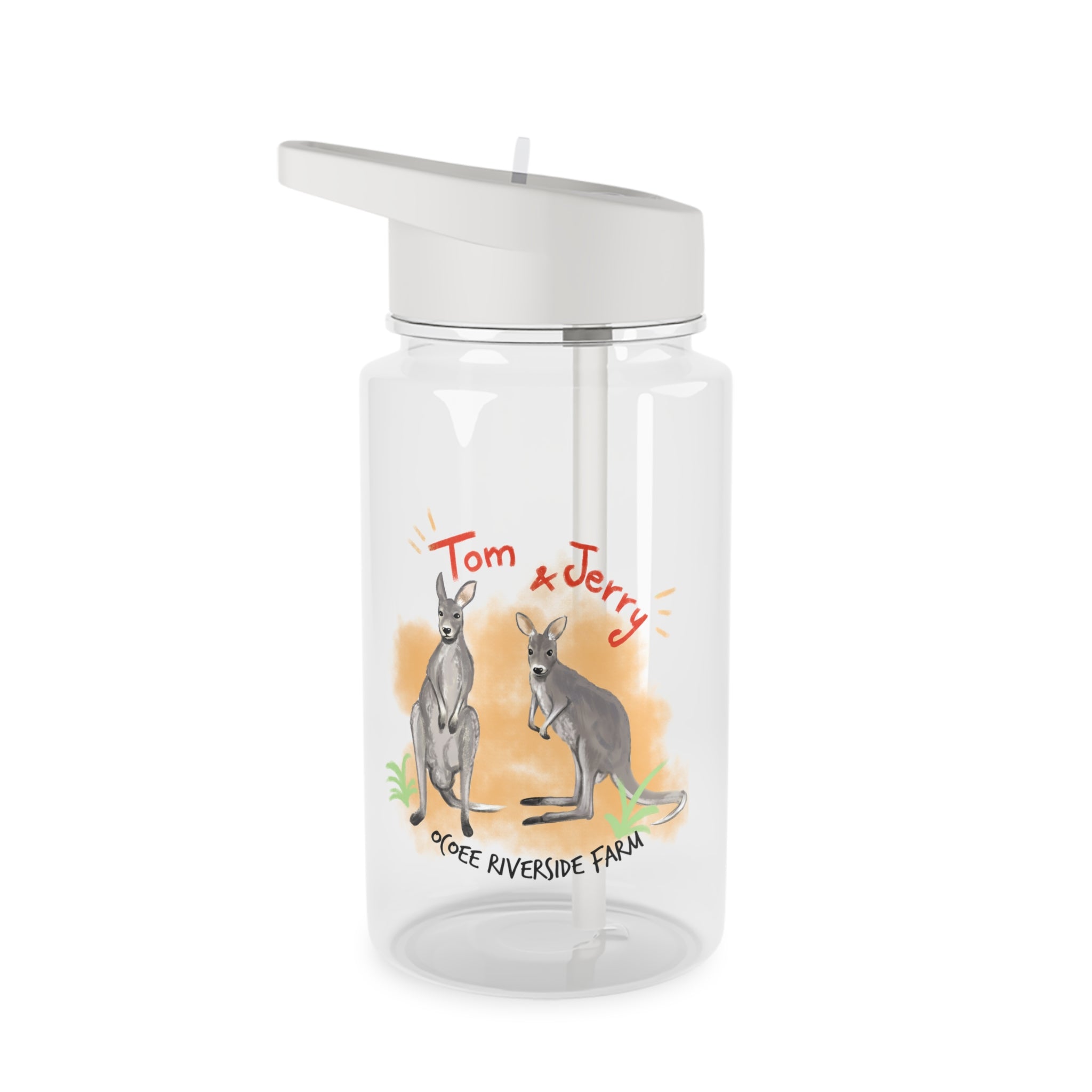 Cute Kangaroo Farm Tritan Water Bottle with Straw