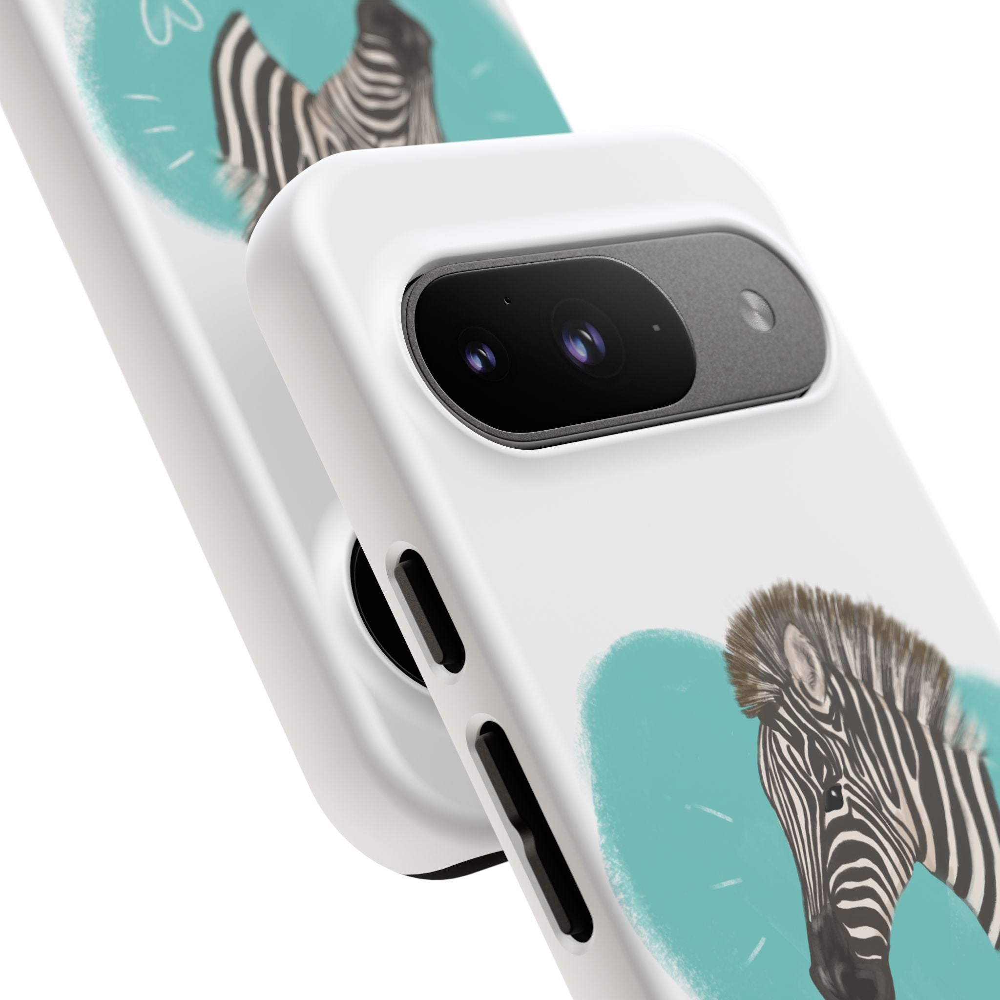 A zebra adorned with the word "Marty" creatively integrated into its stripes at Ocoee Riverside Farm Phone Case