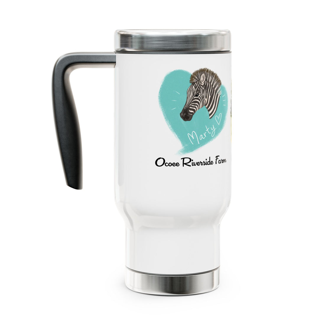 Personalized Stainless Steel Travel Mug - Farm Animal Design, 14oz