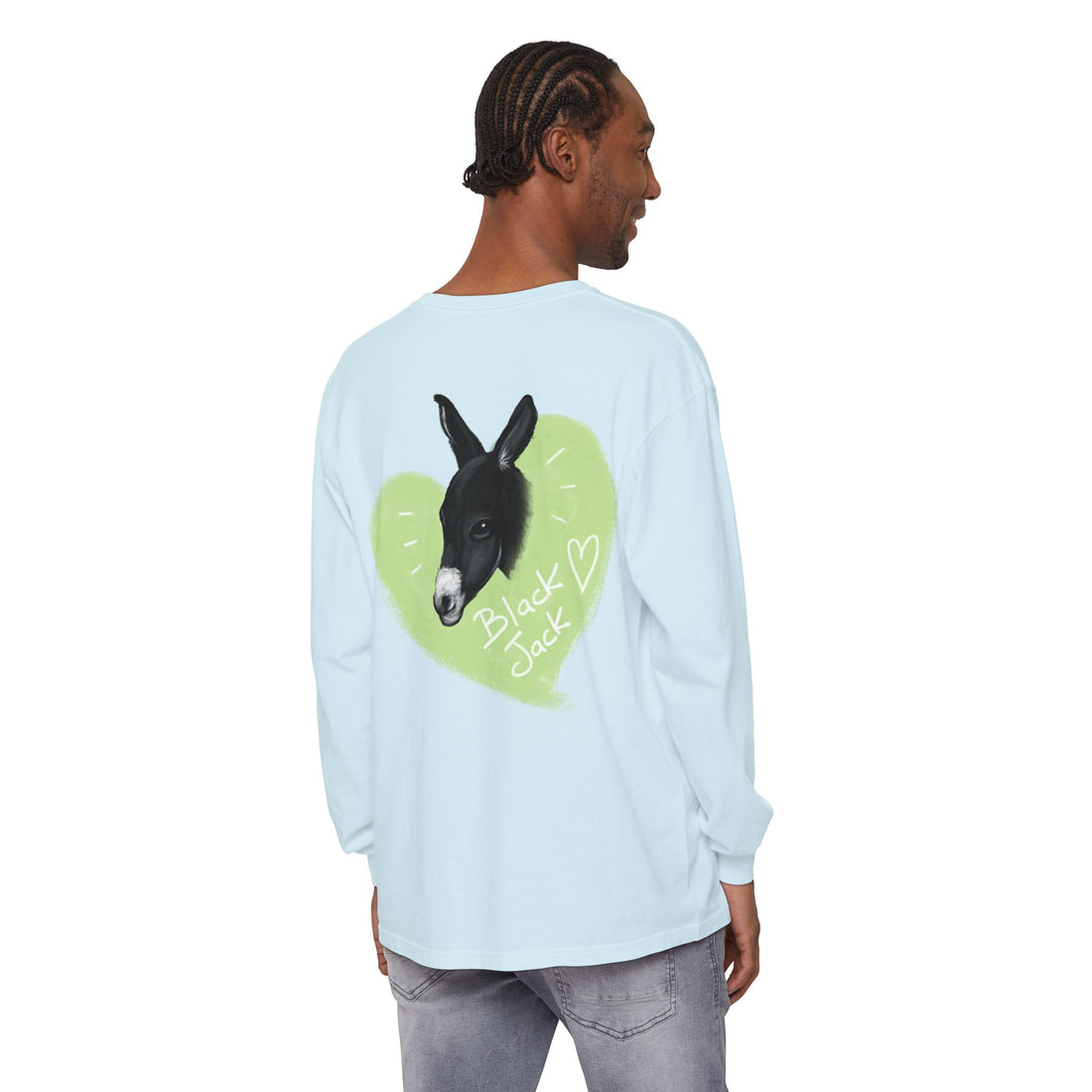 Unisex Long Sleeve Tee with Black Jack Graphic | Cute Animal Lover Shirt