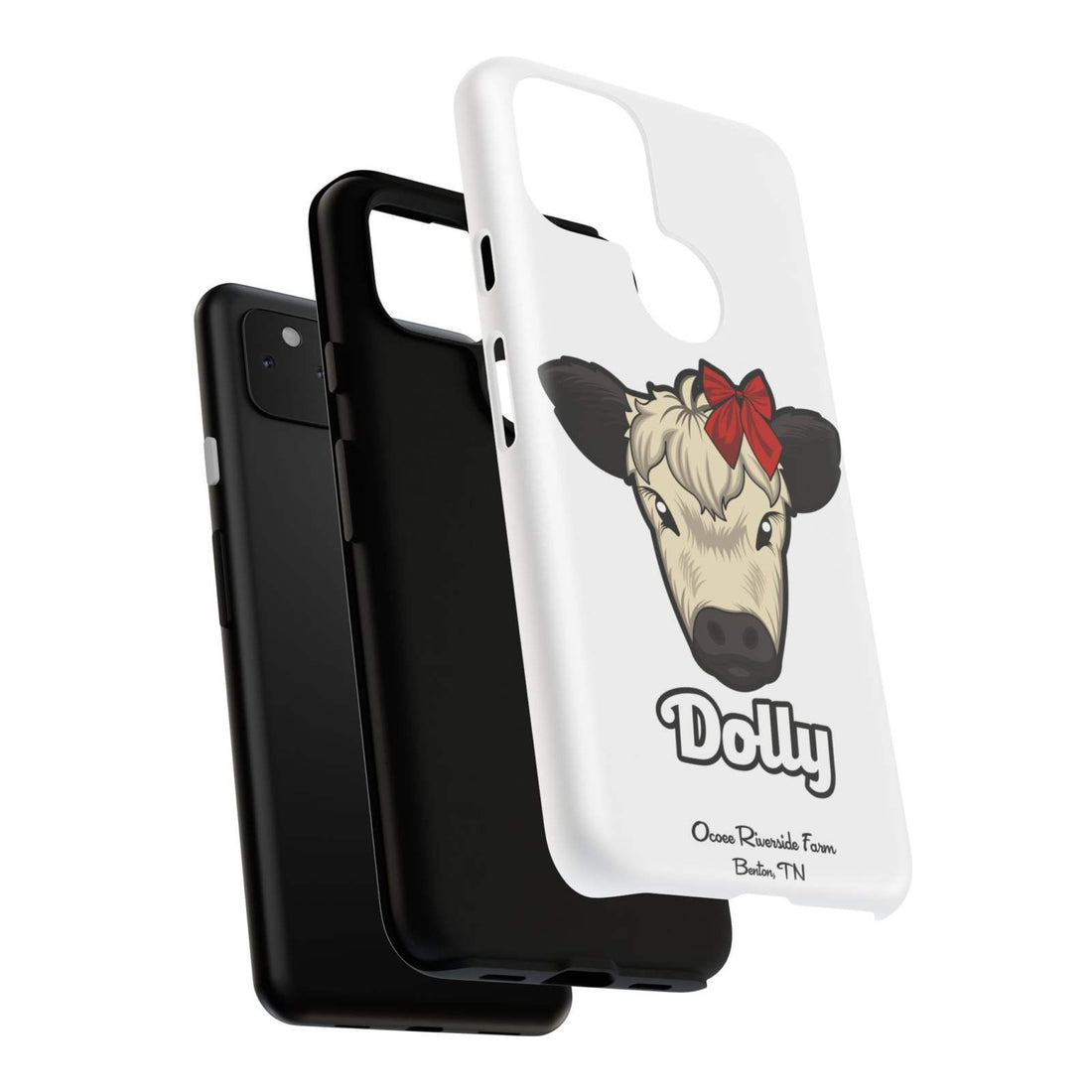Farmhouse Chic Phone Case with Red Bow Cow Design for Stylish Protection