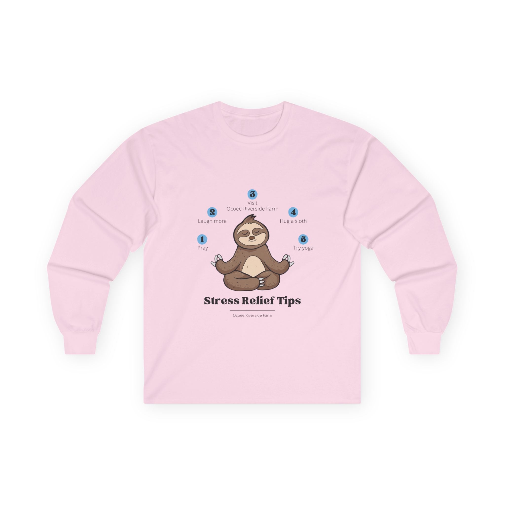 Sloth Long Sleeve Tee - Funny Stress-Free Design