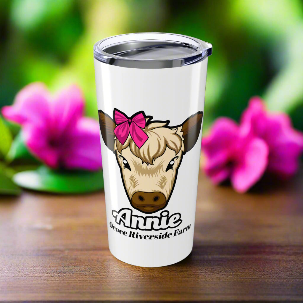 Custom 20oz Tumbler - Riverside Farm Cute Cow Design