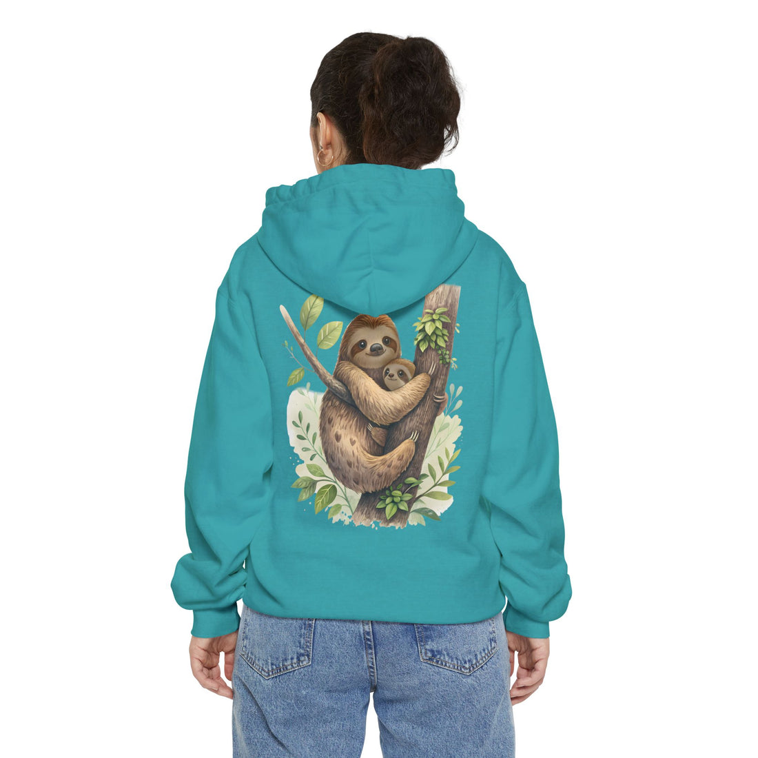 Cozy Sloth Hoodie - Unisex Garment-Dyed Sweatshirt with Nature Design