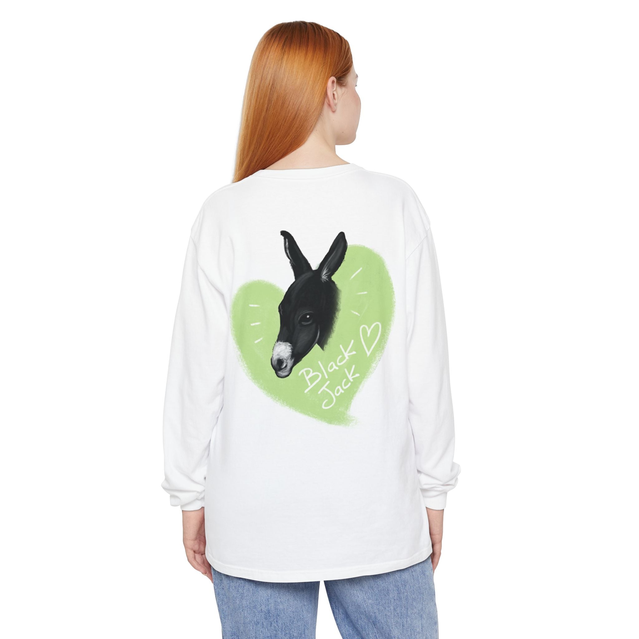 Unisex Long Sleeve Tee with Black Jack Graphic | Cute Animal Lover Shirt