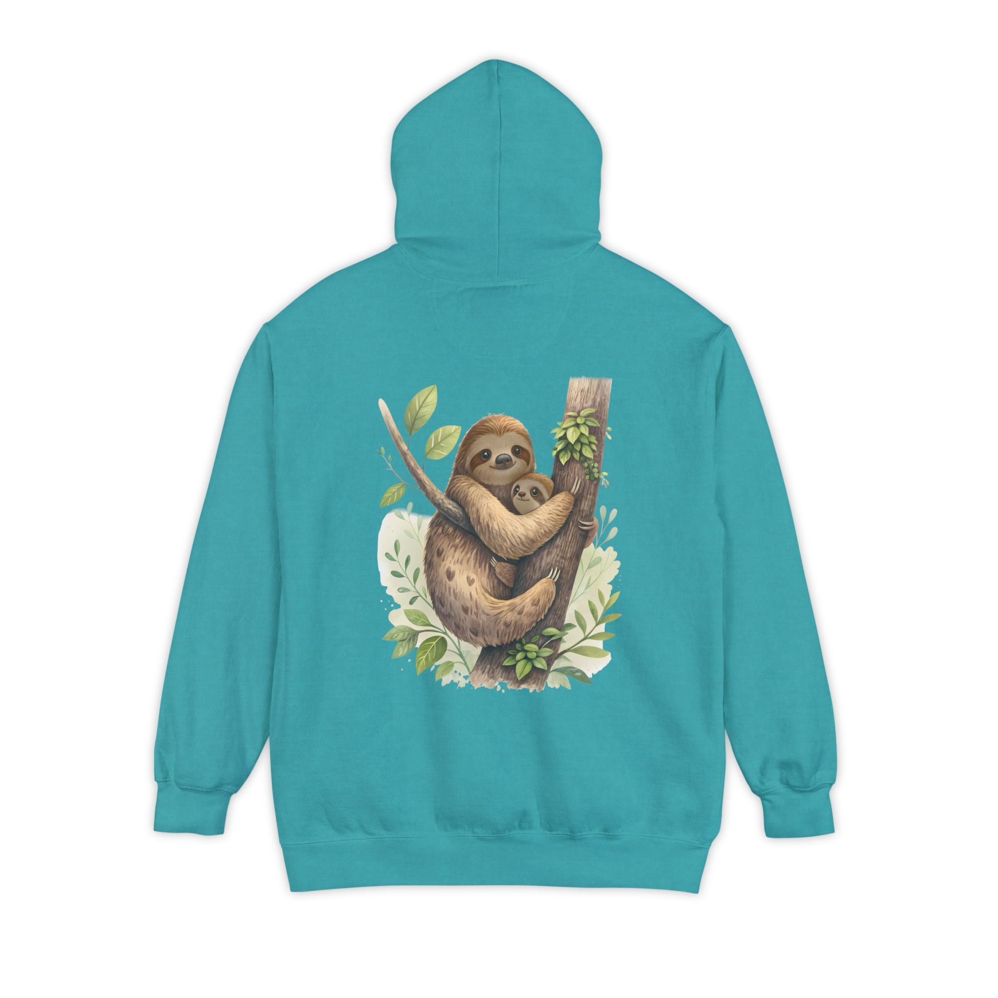 Cozy Sloth Hoodie - Unisex Garment-Dyed Sweatshirt with Nature Design