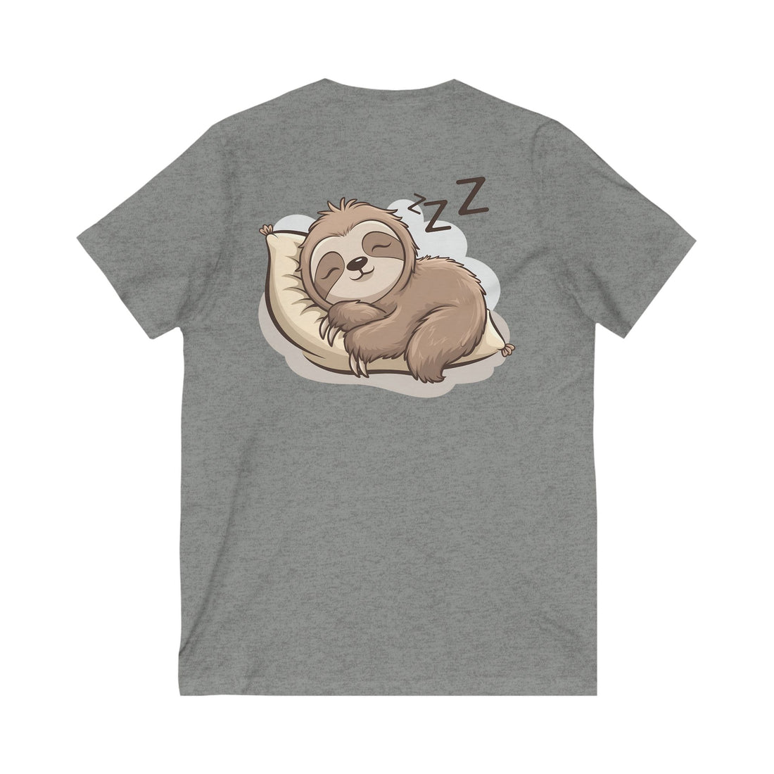 Sleepy Sloth V-Neck Tee - Relaxed Unisex Short Sleeve Shirt