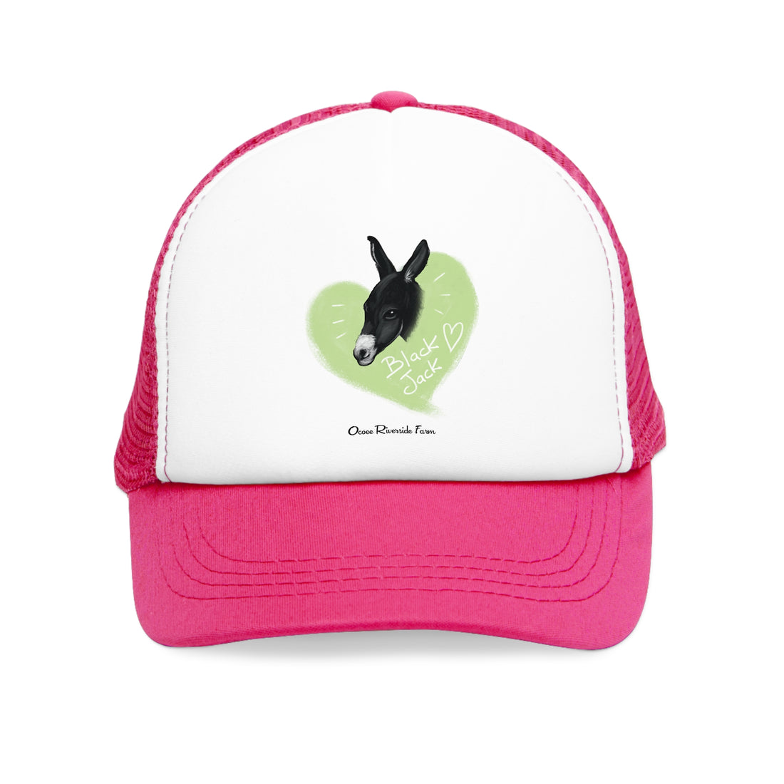 A donkey featuring the words "Black Jack" prominently displayed on its side at Ocoee Riverside Farm Trucker Cap