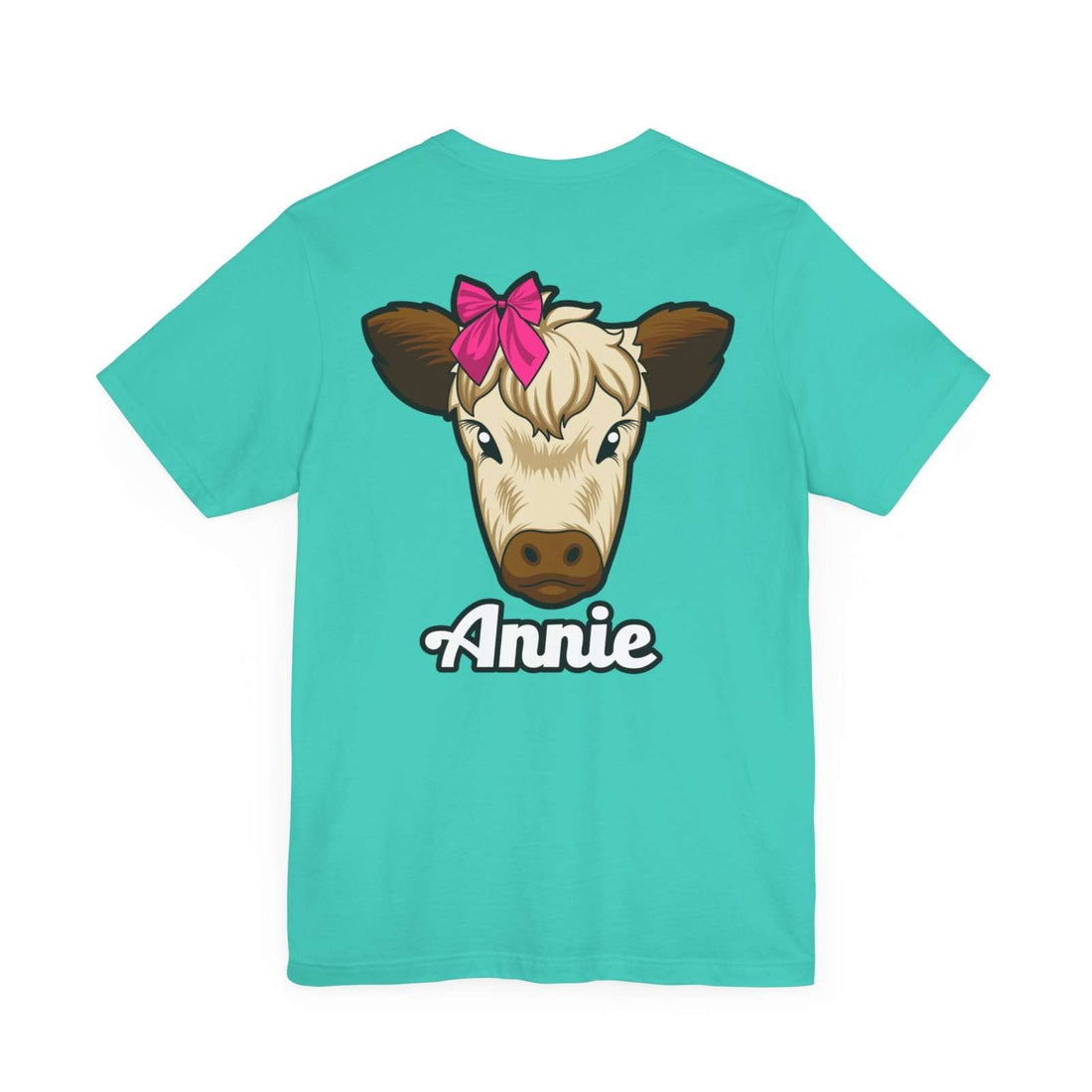 Farm Life T-Shirt featuring Annie the Cow with a red bow design at Ocoee Riverside.