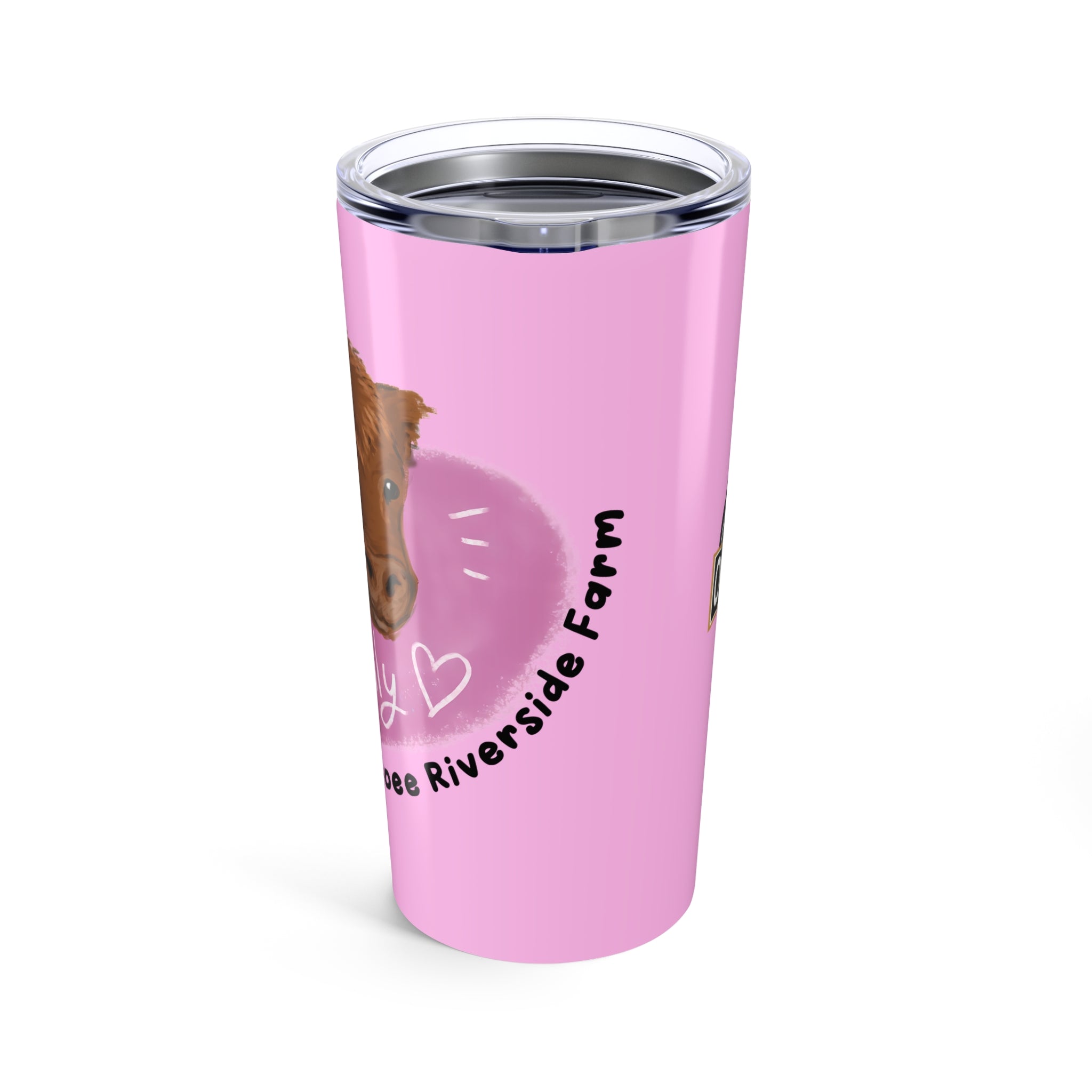 Custom Stylish 20oz Tumbler - Riverside Farm Cute Cow Design
