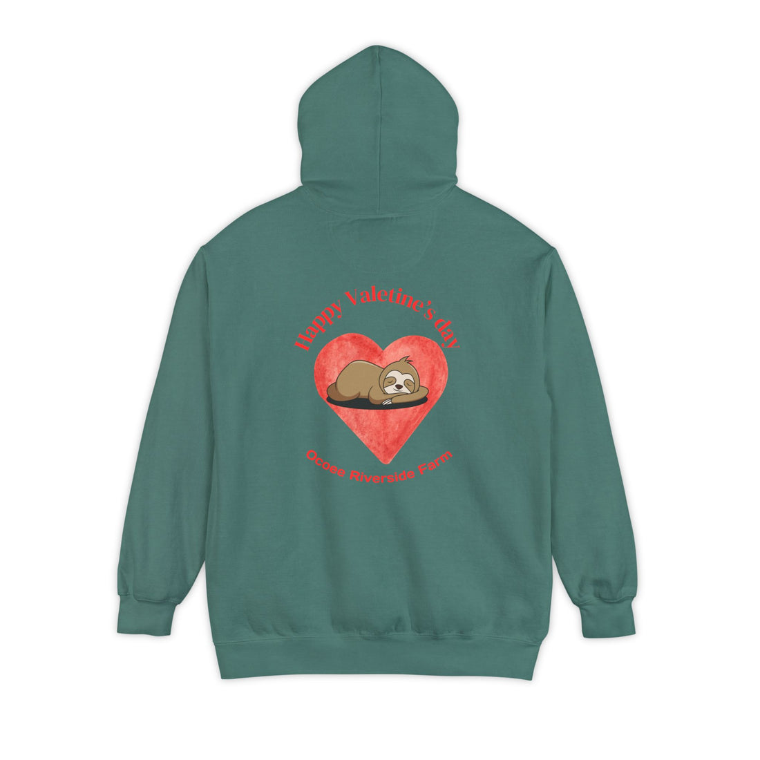 Valentine's Day Unisex Garment-Dyed Hoodie with Cute Sloth Design