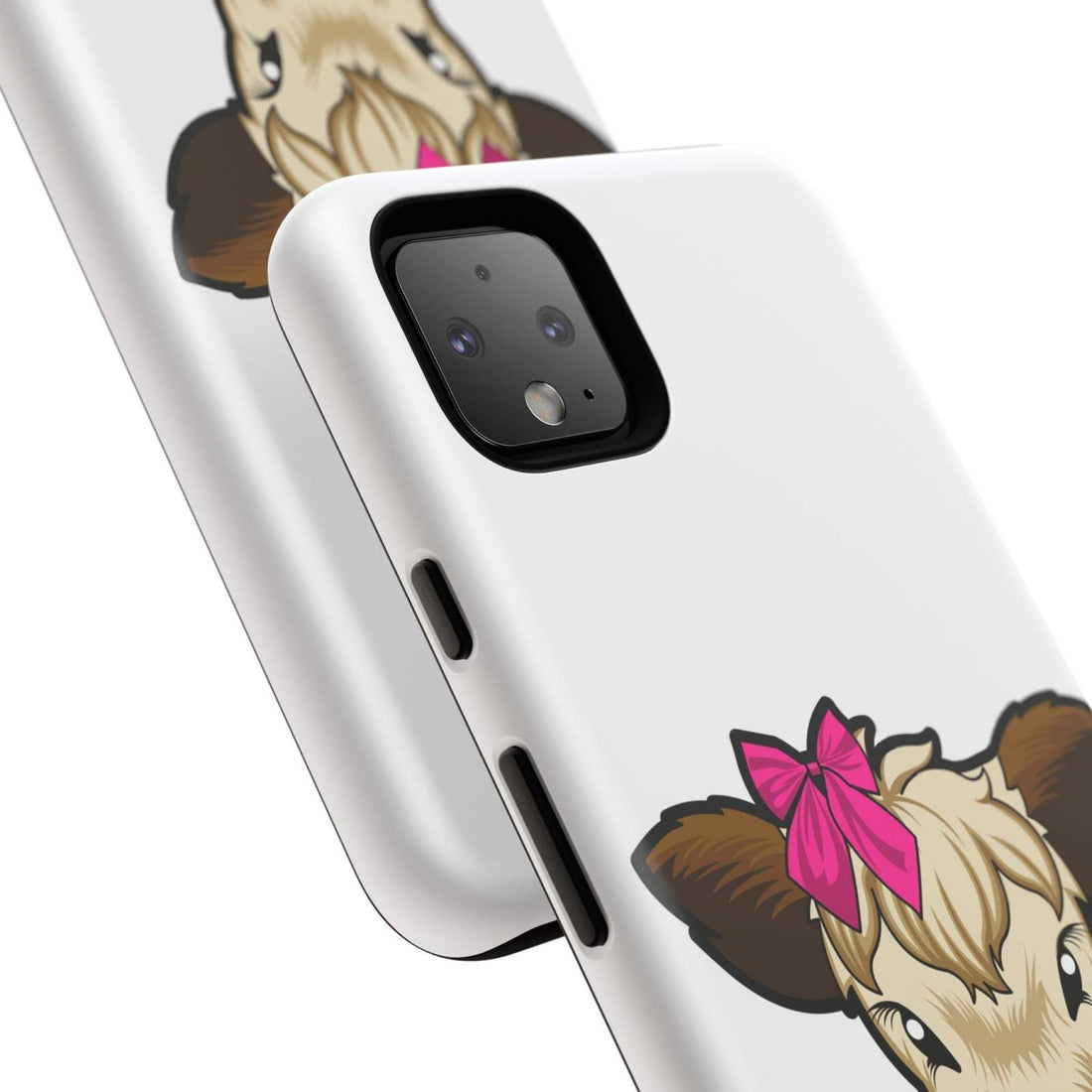 Cute cow phone case with red bow, perfect farm animal lover gift, durable and stylish.