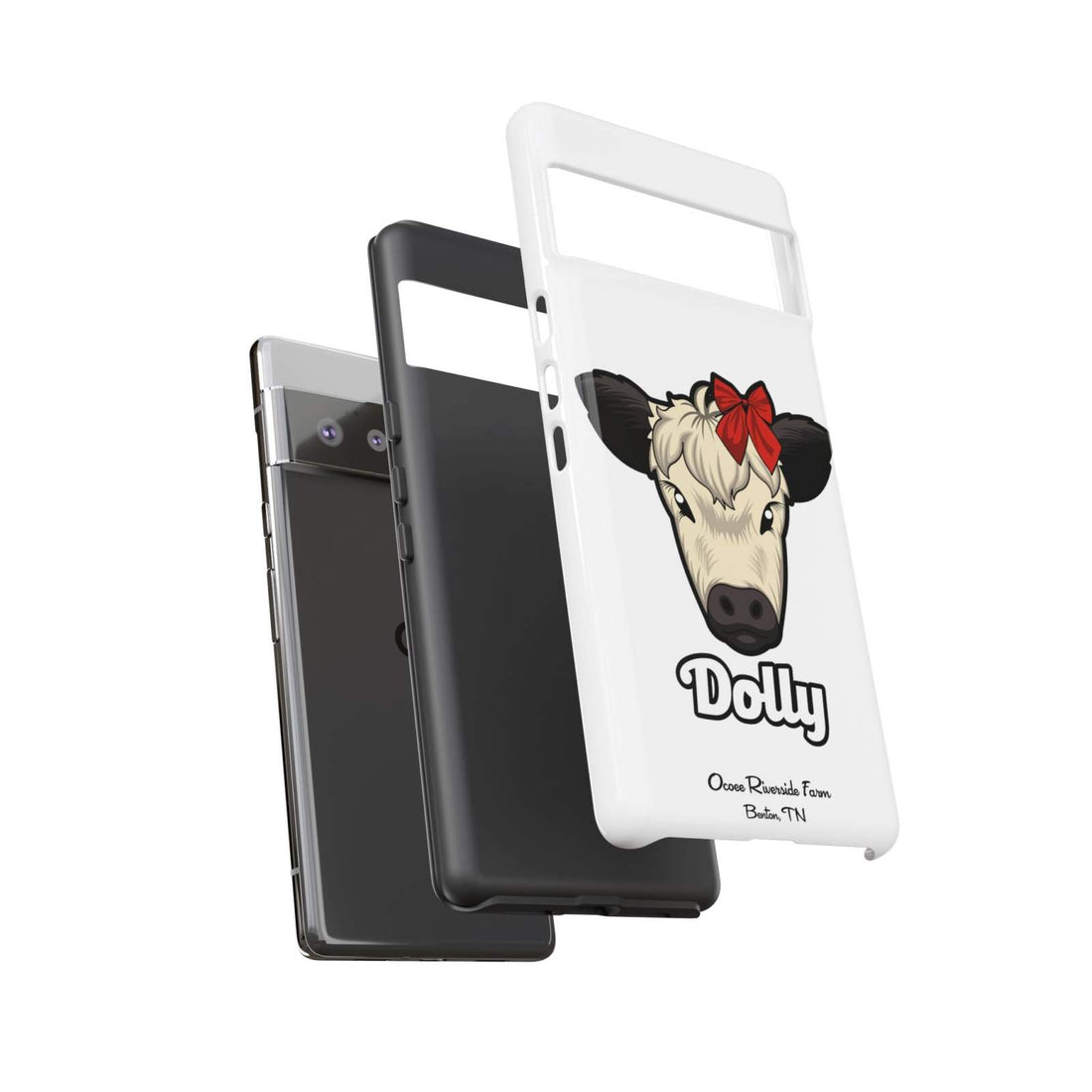 Farmhouse Chic Phone Case with Red Bow Cow Design for Rustic Style and Protection