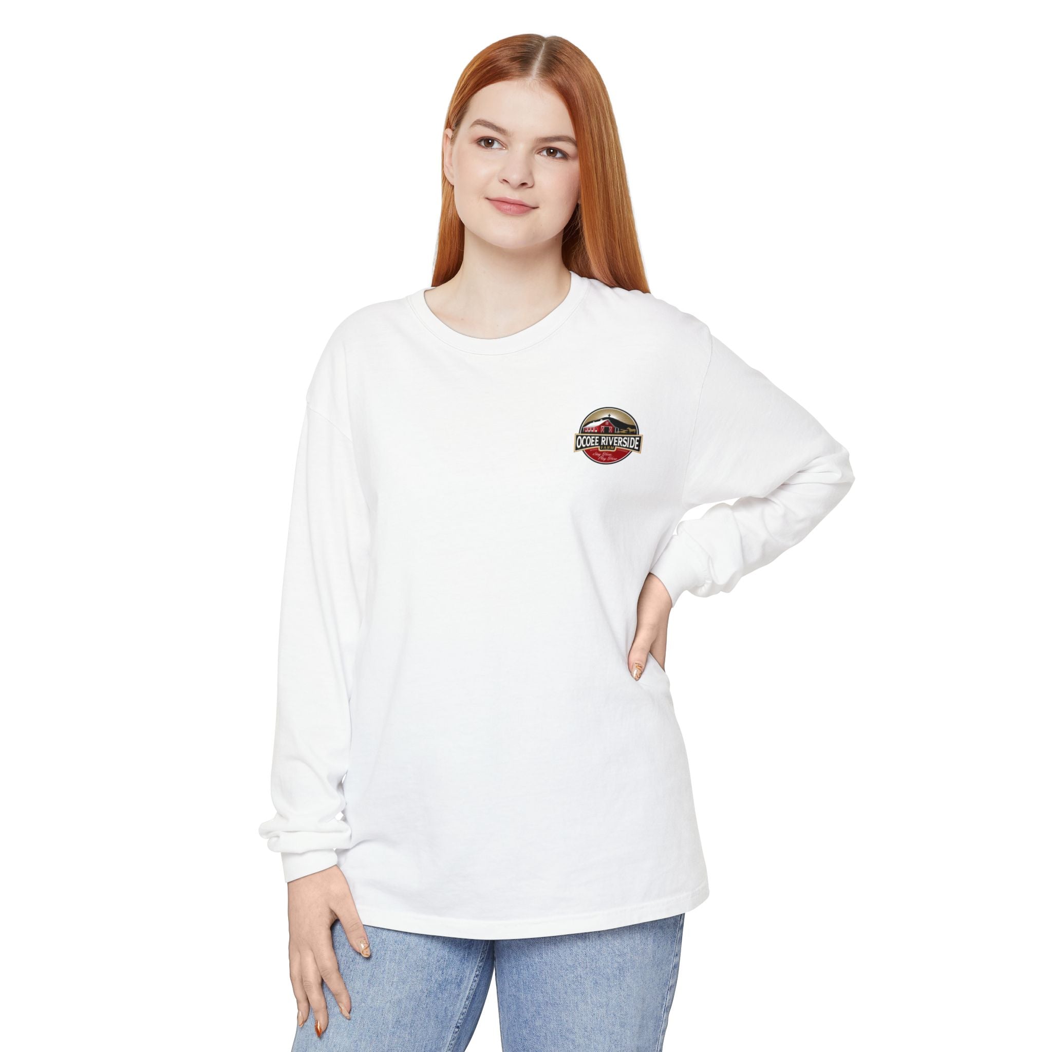 Unisex Garment-Dyed Long Sleeve T-Shirt with Cow Design - Perfect for Animal Lovers