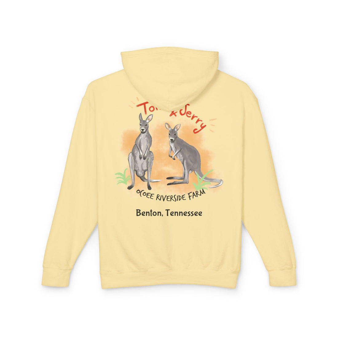 Unisex Lightweight Hooded Sweatshirt - Ocoee Riverside Farm Cute Kangaroo