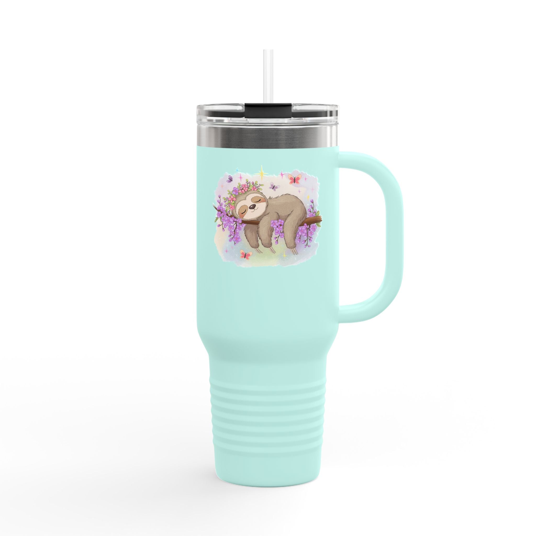 Sloth-Themed Insulated Travel Mug - 40oz with Colorful Design