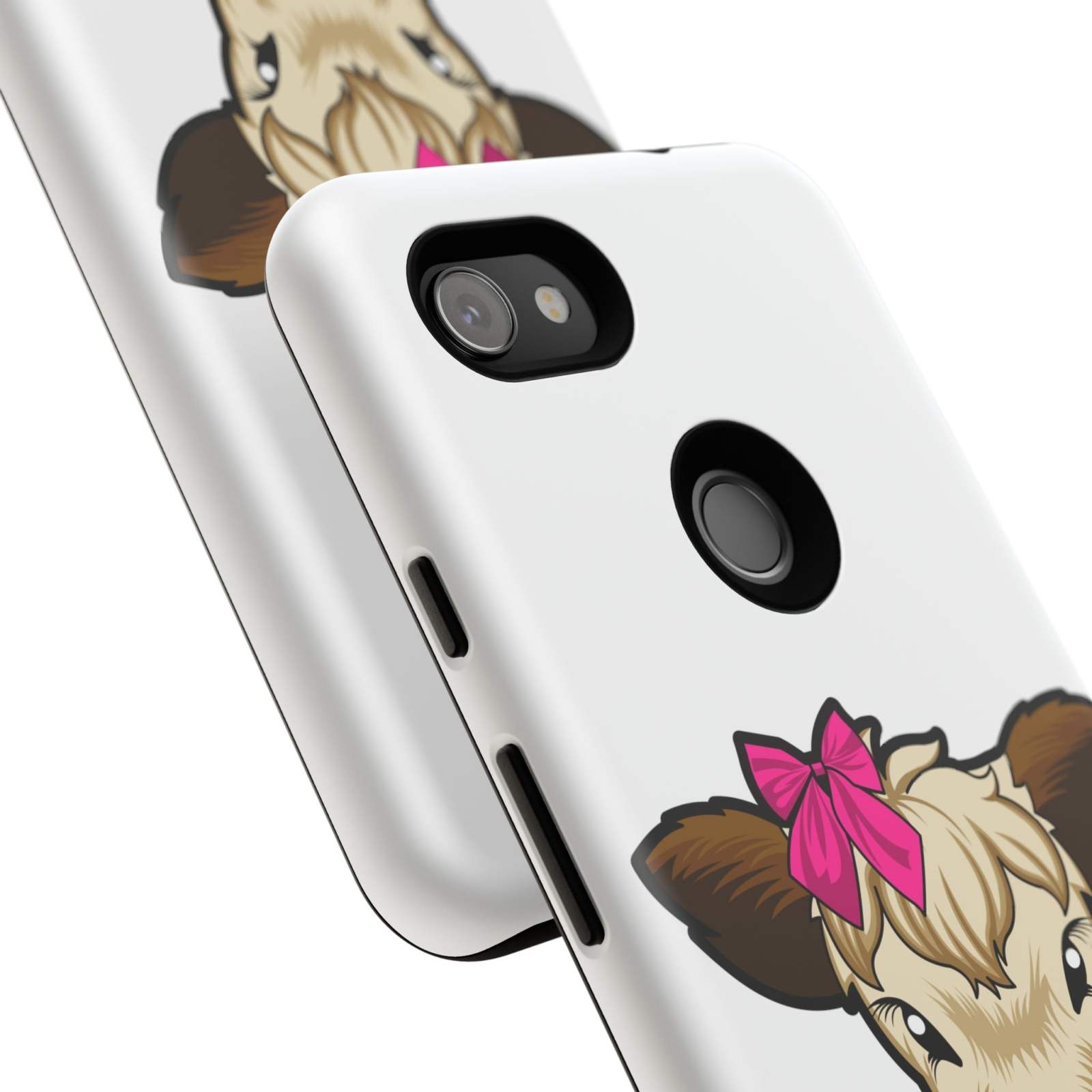 Annie the Cow phone case with cute farmhouse design and red bow, perfect farm animal lover gift.