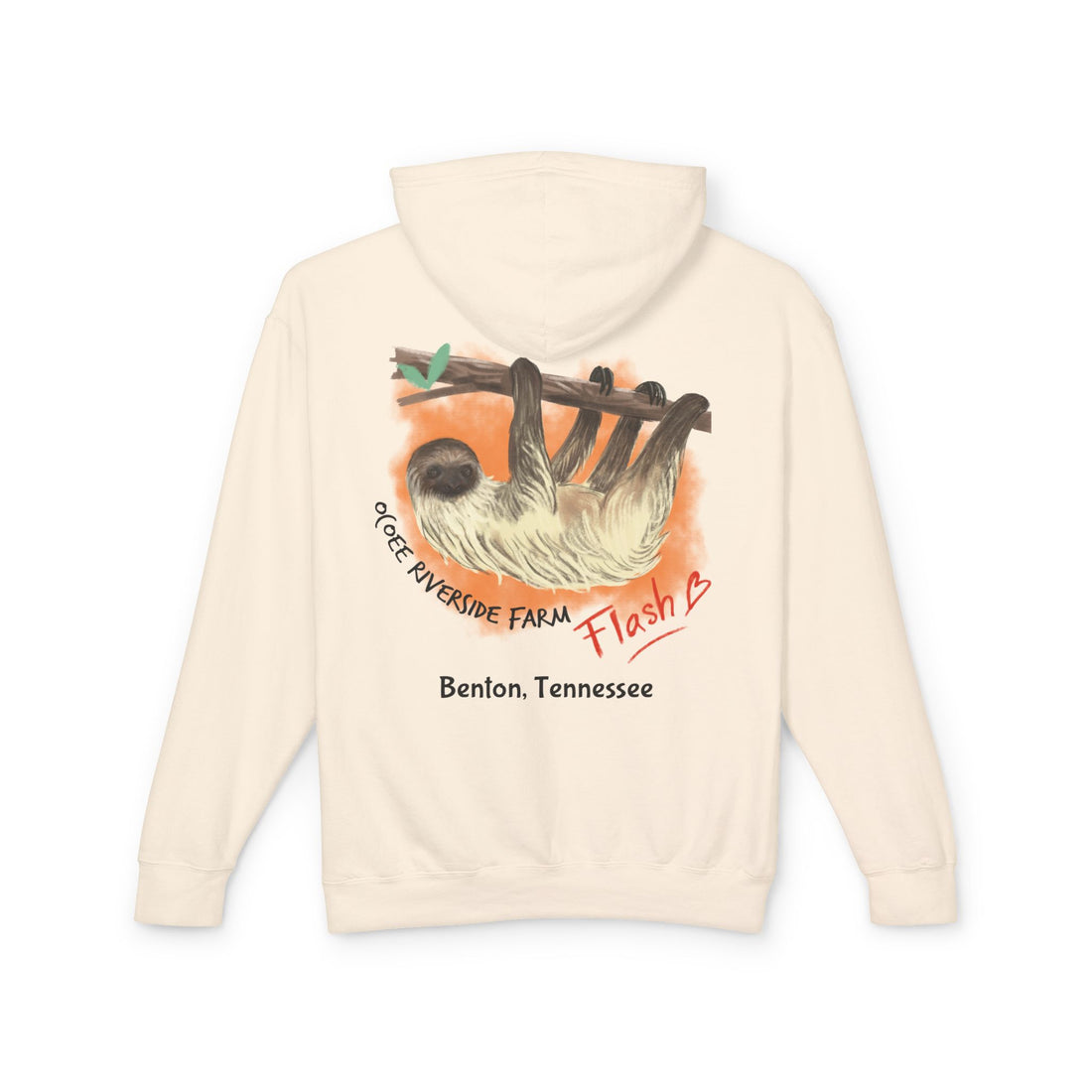 Unisex Lightweight Hooded Sweatshirt - Ocoee Riverside Farm Cute Sloth