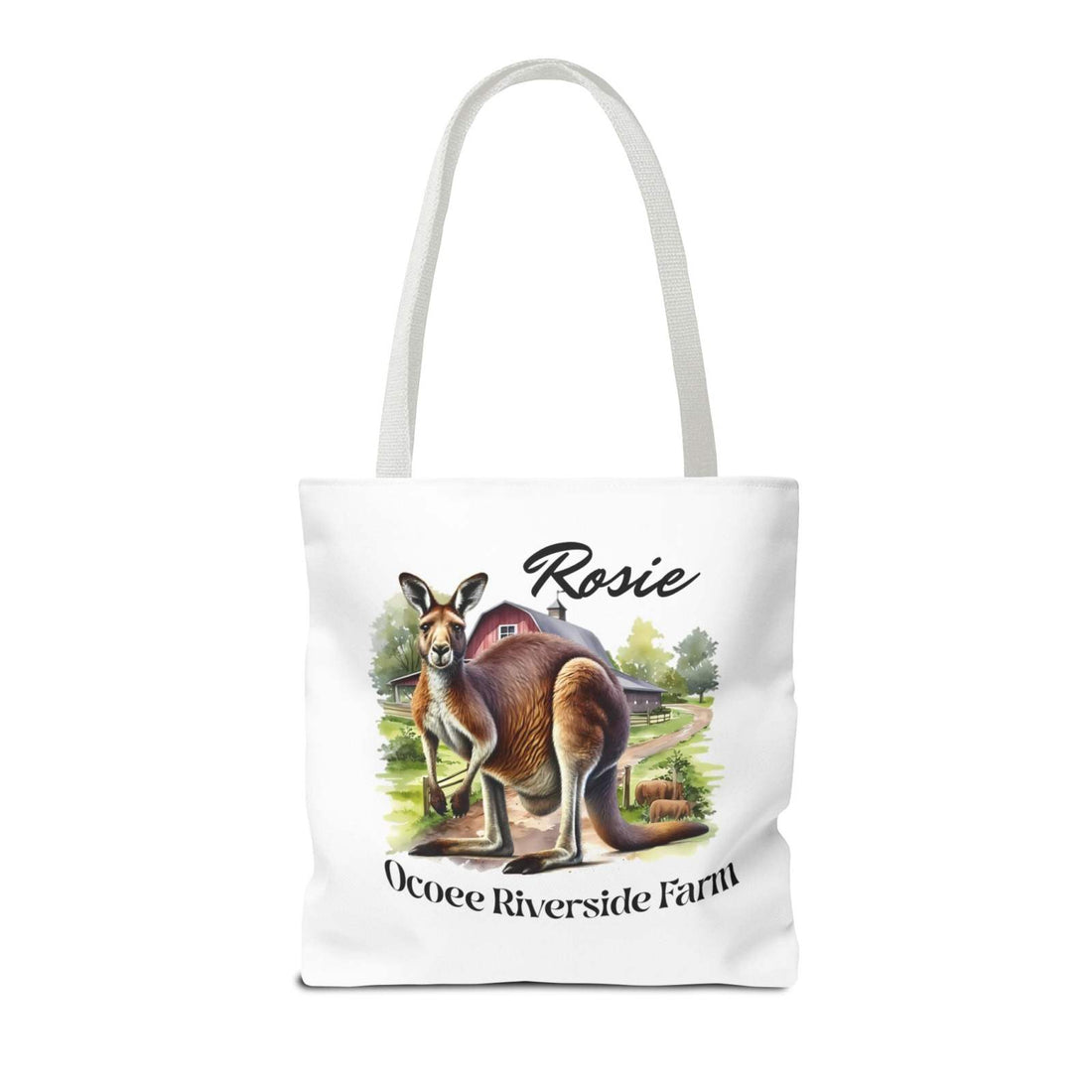 Rosie Kangaroo Tote Bag with farm-themed design, eco-friendly polyester shopping bag from Ocoee Riverside Farm