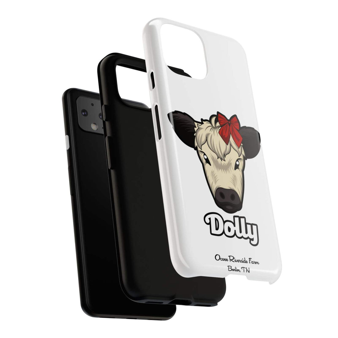 Farmhouse Chic Phone Case with Red Bow Cow Design for Modern Protection