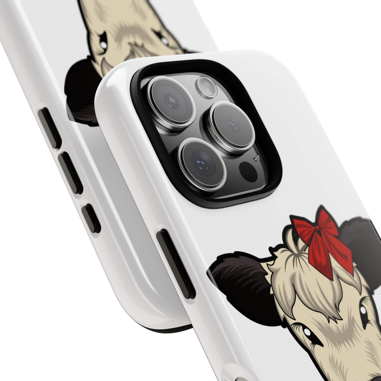 Farmhouse Chic Phone Case with Red Bow Cow Design, Rustic Charm Accessory