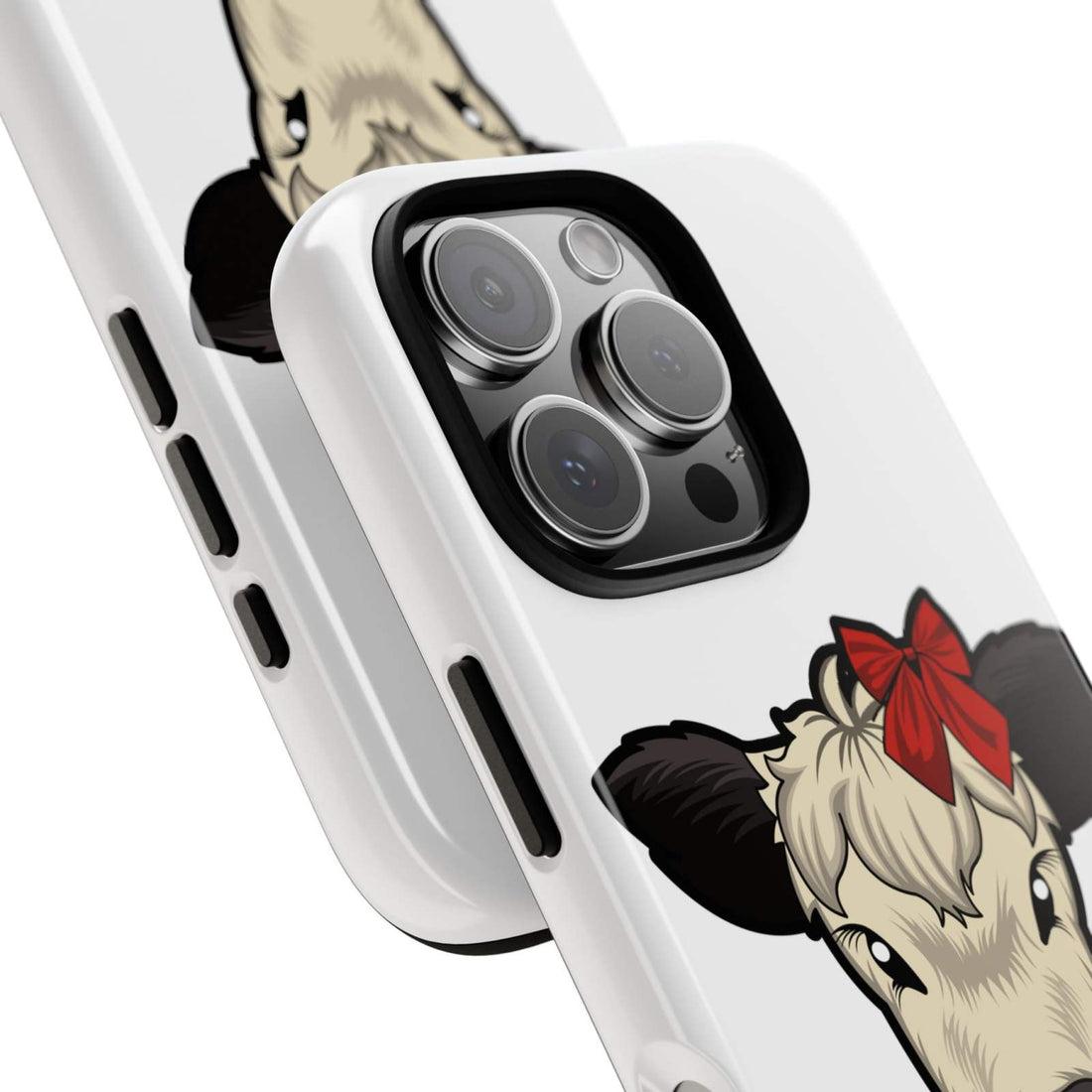 Farmhouse Chic Phone Case with Red Bow Cow Design, Rustic Charm Accessory