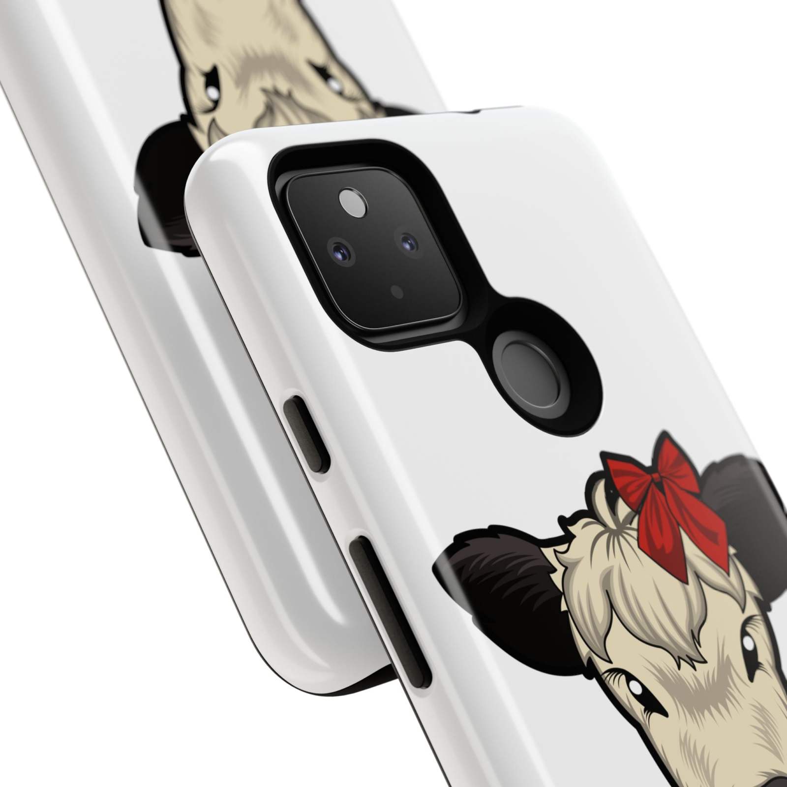 Farmhouse Chic Phone Case with red bow cow design, durable and stylish protection.