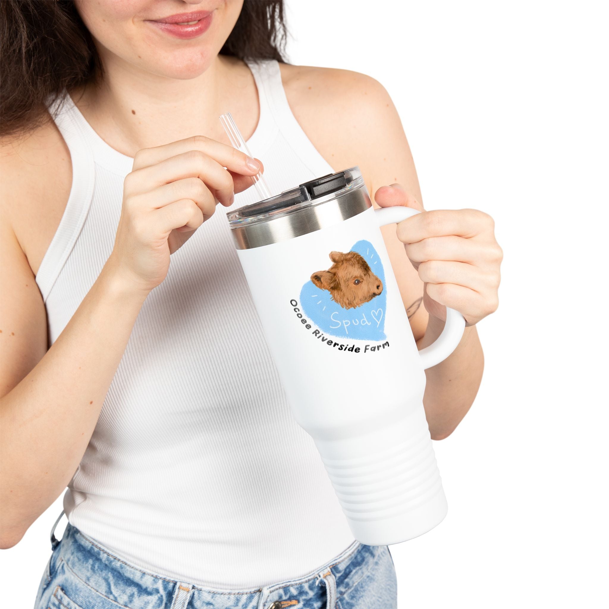 Cute Cow Insulated Travel Mug - 40oz - Perfect for Adventure Lovers!