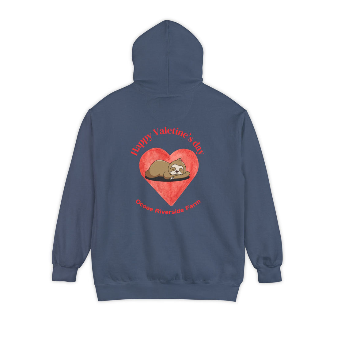 Valentine's Day Unisex Garment-Dyed Hoodie with Cute Sloth Design