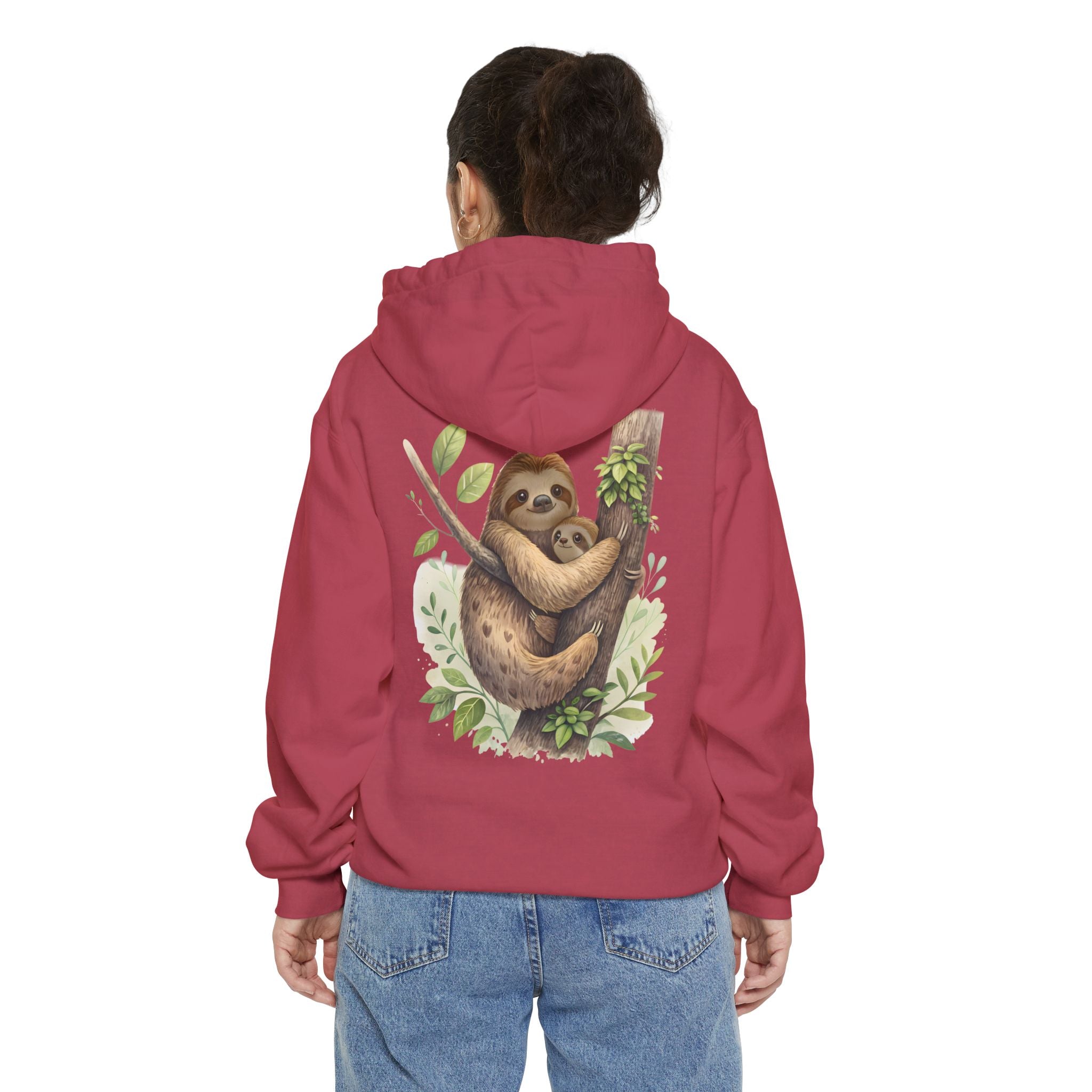 Cozy Sloth Hoodie - Unisex Garment-Dyed Sweatshirt with Nature Design