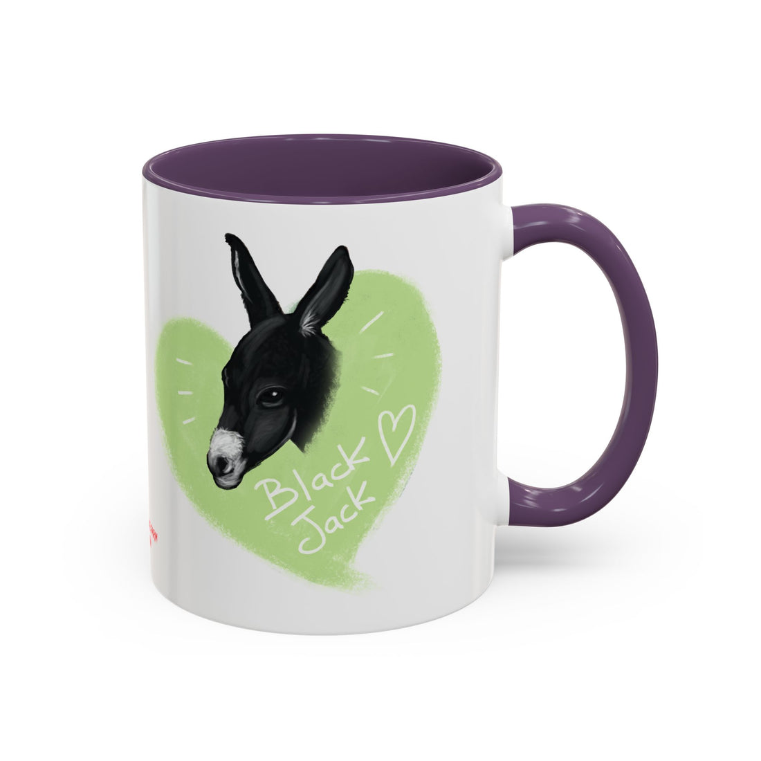 A donkey featuring the words "Black Jack" prominently displayed on its side at Ocoee Riverside Farm Coffee Mug