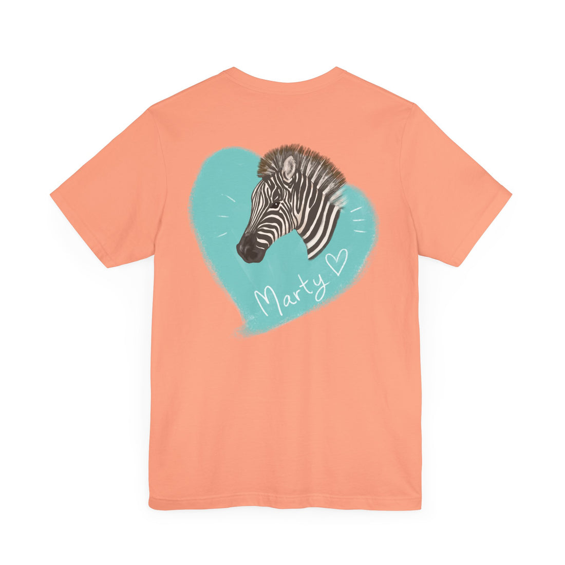 A zebra adorned with the word "Marty" creatively integrated into its stripes at Ocoee Riverside Farm T-Shirt