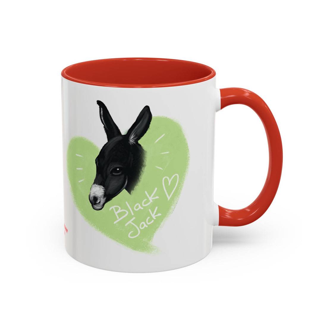 A donkey featuring the words "Black Jack" prominently displayed on its side at Ocoee Riverside Farm Coffee Mug