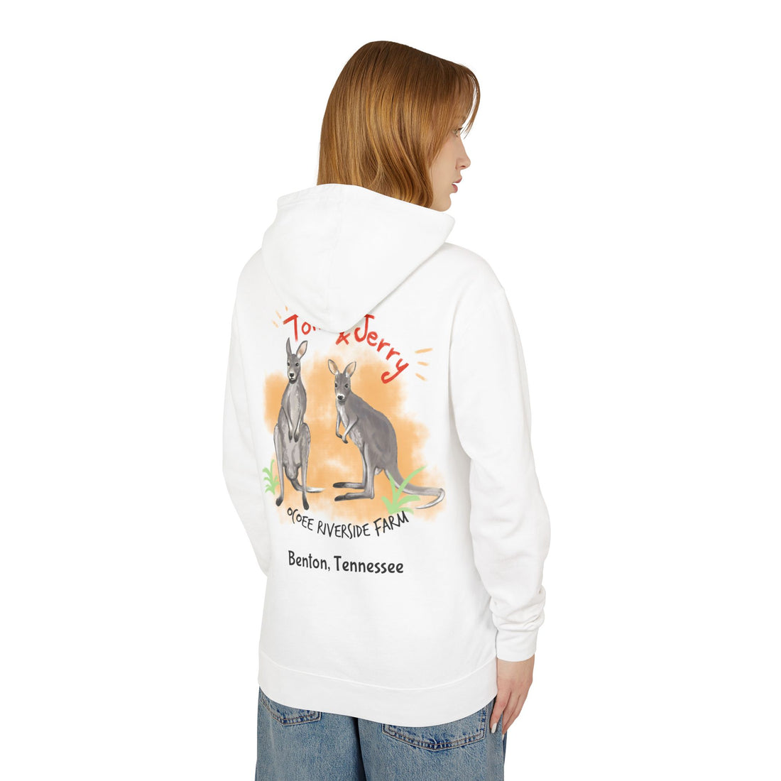 Unisex Lightweight Hooded Sweatshirt - Ocoee Riverside Farm Cute Kangaroo
