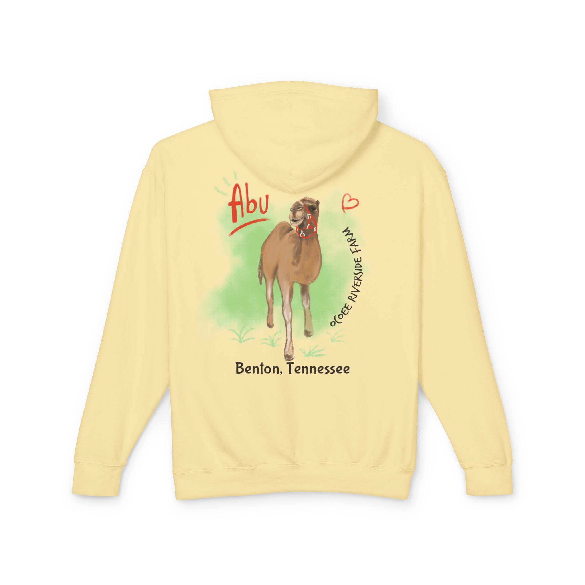 Unisex Lightweight Hooded Sweatshirt - Ocoee Riverside Farm Cute Camel